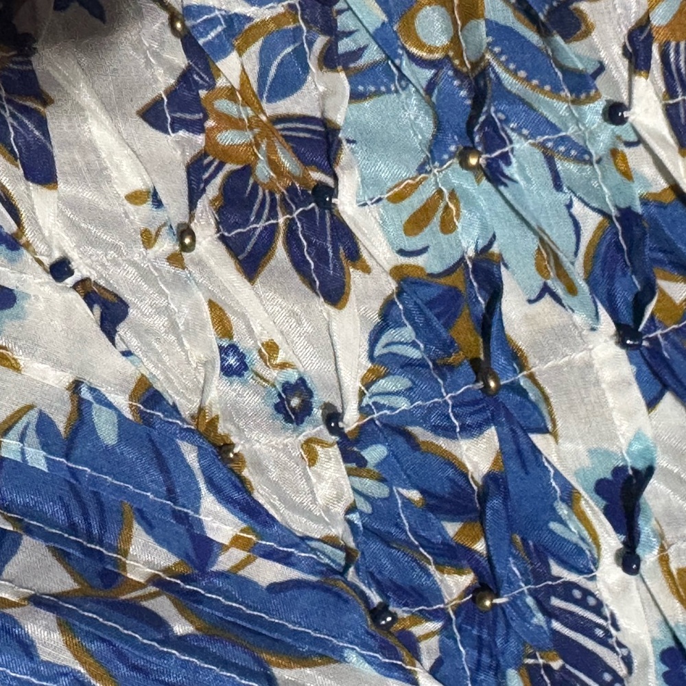 FARM Rio Blue & White Floral Embroidered Peasant Blouse - Picture 6 of 12